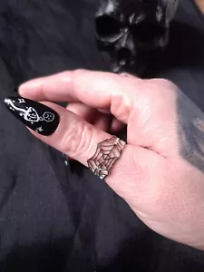 spider Web Cobweb Ring Goth Emo Grunge Alternative Punk Witch Wiccan - Picture 1 of 6