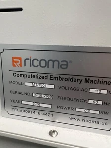 Ricoma MT-1501: 15 needle Single Head Embroidery Machine, Accessories & more! - Picture 1 of 8