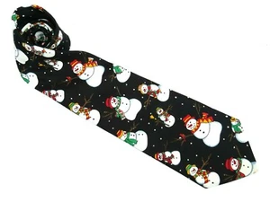 Vintage Hallmark Christmas Holiday Snowman Tie Necktie 57" NICE Yule Greetings - Picture 1 of 3
