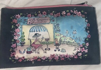 De Colección Ficcare Boho Art Deco Pintado Negro Tela Cartera Bolso de Mano Anne Keenan Higgins Foto 1 de 4