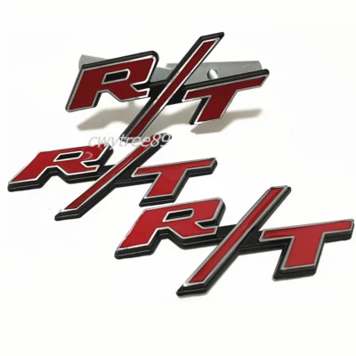 3Шт OEM для RT передняя решетка эмблемы R/T значок стороны крыла автомобиля наклейка красный серебро - Изображение 1 из 3