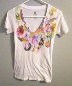 Element White Mushroom Graphic Short Sleeve V-Neck Cotton Tee - Junior Size M - Picture 1 of 7