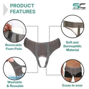 Men Hernia Belt Curved Inguinal Abdominal Groin Truss Support Removable Gel Pads - Picture 1 of 10