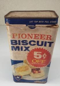 Vintage Cardboard and Tin Pioneer Biscuit Mix Can Box San Antonio,TX Advertising - Picture 1 of 7