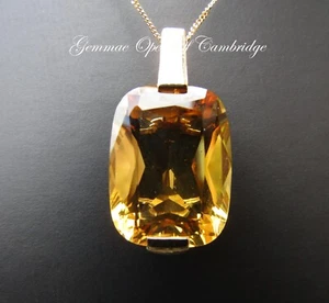 9ct Gold Citrine Pendant Necklace 18 curb link trace chain 6.3g 17.75 carats 9k - Picture 1 of 5