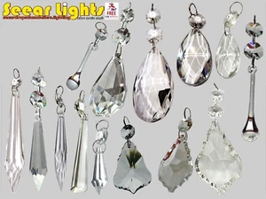 Choice of Droplets Cut Glass Drops Beads Vintage Wedding Chandelier Prisms Retro - Picture 1 of 116