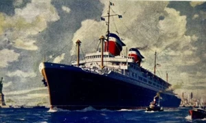 SS America United States Passenger Liner Ship, Colour Image Vintage Postcard - Picture 1 of 3