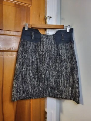 Minifalda Milly Of New York para mujer de cuero y tweed negra y blanca talla 6 Md en EE. UU. Foto 1 de 4