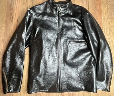 DE COLECCIÓN C.E. Chaqueta de cuero estilo cuero White Co vinilo café corredor motocicleta hombre talla M Foto 1 de 4