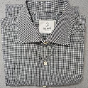 Todd Snyder Dress Shirt Mens Size 16.5 34/35 Black Gingham Button Up Long Sleeve