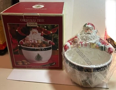 NIB NEW Spode Christmas Tree Santa Claus Nut Bowl Ceramic Holiday Decor Box - Image 1 of 4