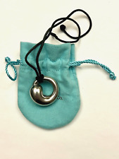 Tiffany & Co. Elsa Peretti Strlng Silver 1.25" Eternal Circle Pendant Silk Cord