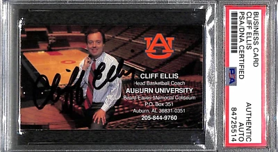 Tarjeta de visita autografiada firmada por Cliff Ellis "Auburn Tigers 1999 SEC Champs" PSA Foto 1 de 3