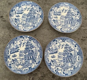 Antique Copeland 2141 Temples Willow Pattern Small Saucers x 4 - Picture 1 of 4