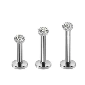Cartilage Earrings Stud Gem Flat Disc Back Tragus Nose Helix Labret Piercing UK - Picture 1 of 12