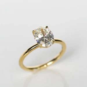 2.00 Ct oval Lab Created Diamond Engagement Wedding Ring14K Solid Yellow Gold - Picture 1 of 9