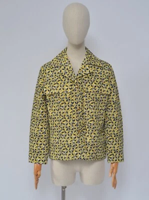 MARNI Luxury Women's Yellow Linen Floral Blazer Jacket Size 42 Made in Portugal - Image 1 of 4