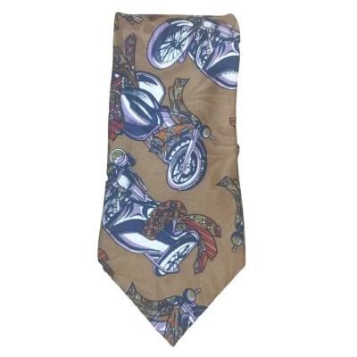 Corbata de cuello de seda italiana de diseñador Don Loper motociclista triciclo EE. UU. De colección L56" W4" Foto 1 de 4