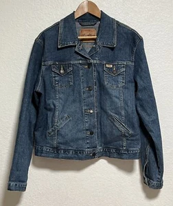 *Levi Strauss Distressed Trucker Jeans Denim Blau Damen Stretch Mantel Jacke L - Bild 1 von 4