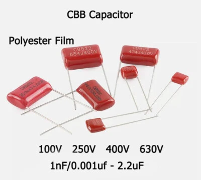 CBB Capacitor 100V/250V/400V/630V Polyester Film Capacitors 1nF/0.001uf - 2.2uF