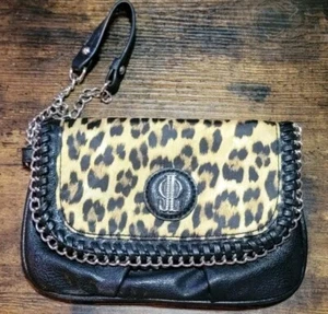 Jennifer Lopez Black Animal Print Small Handbag Purse With Wrist Chain - Picture 1 of 12