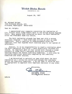 1987 Signed Typescript Letter Daniel J. Evans Washington Senator Supreme Court - Picture 1 of 1