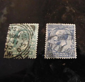 Rare King Green George V Half Penny Blue King George V  2 Pence Half Penny Stamp - Picture 1 of 8
