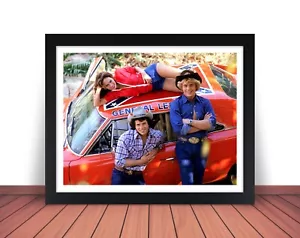 Framed DUKES OF HAZZARD Photo Picture GENERAL LEE DAISY BO LUKE - 8x10 11x14 wb1 - Picture 1 of 8