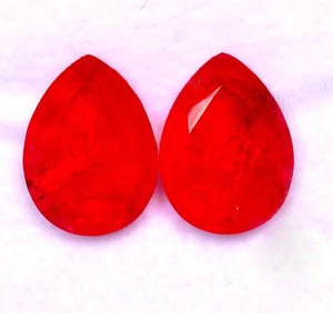 Rubinfarbe Doppelbirnenschnitt Paar 16x12 mm 16,29 CTS facettiert lose Edelsteine - Bild 1 von 5