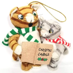 VTG Kurt Adler Carolin Critters Tabby Cats Kitty Christmas Ornament Plush Family - Picture 1 of 12
