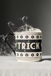 Anthropologie The Bistro Tile Stoneware Mug: Halloween Trick or Treat Edition - Picture 1 of 9