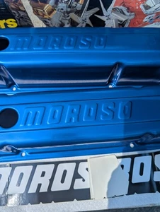 Vintage NOS Moroso Blue Aluminum Valve Covers for small block Chevrolet SBC - Picture 1 of 7