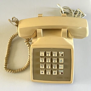 Vintage Schreibtisch AT&T traditionelles 100 beige Drucktasten funktionierendes Telefon - Bild 1 von 19