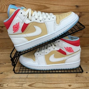 Nike Shoes Womens Size UK 4 Air Jordan 1 Mid SE Sesame White Basketball Trainers - Picture 1 of 13
