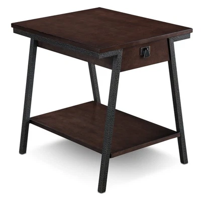 11407 Empiria One Drawer Side Table, Walnut and Foundry Bronze - Image 1 of 4