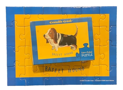 Crocodile Creek Dog Two-Sided Mini Jigsaw Puzzle Basset Hound & English Sheepdog - Image 1 of 4