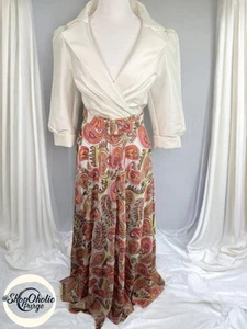 Badgley Mischka $1080 NWT Tangerine Multi Maxi Gown Size 4 Formal Dress - Picture 1 of 8
