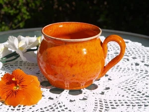Taza naranja cerámica taza de café alfarera abultada taza de té hecha a mano cerámica - Imagen 1 de 4