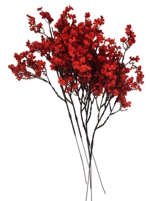 Искусственный красный вишневый цветок 5 стеблей шелк цветочная композиция для вазы или сделай сам Cr - Изображение 1 из 4