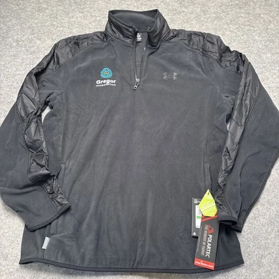 Under Armour Polartec 1/4 Zip Fleece Jacket L Black Storm UA Logo Gregor - Image 1 of 4