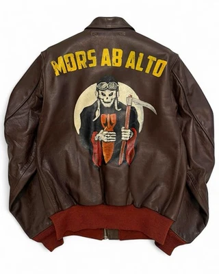 Chaqueta de cuero Lost Worlds A-2 Dubow Horse pintada nariz arte Foto 1 de 4