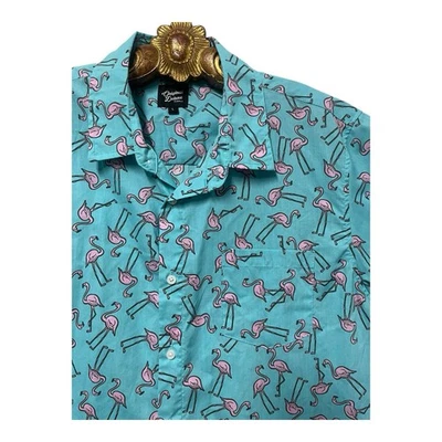 Original Deluxe Supply Blue Flamingos Cabana Resortwear Retro Shirt Mens Large - Image 1 of 4
