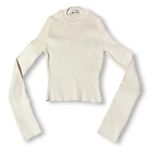 Scanlan Theodore Krepp Strick Rundhals Pullover Creme Langarm Gerippt Gr. XS - Bild 1 von 5
