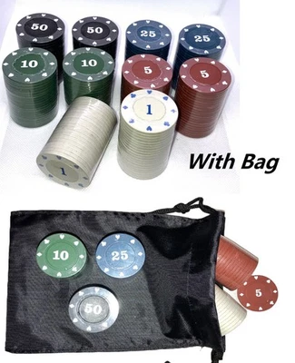 200 Poker Clay Chips Set 4 gms Numbered Denominated Poker Blackjack Texas Holdem - Image 1 of 4