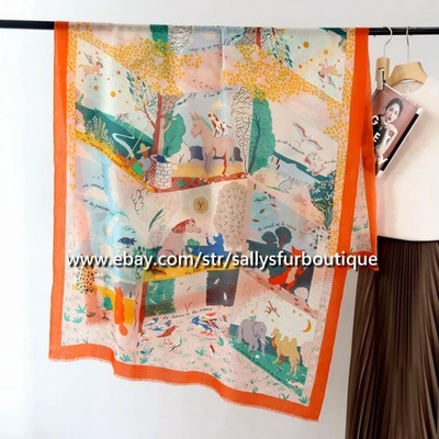 Sallys Anillo Cachemira Bufanda Envoltura Mantón Animales Estampado Suave Delicado Luz 78"*39" Foto 1 de 4