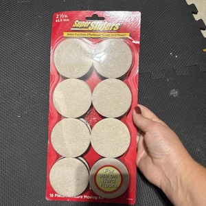Super Sliders 2.5" Round Beige Self Stick Felt Furniture Pads reusable 16 pack - Picture 1 of 8