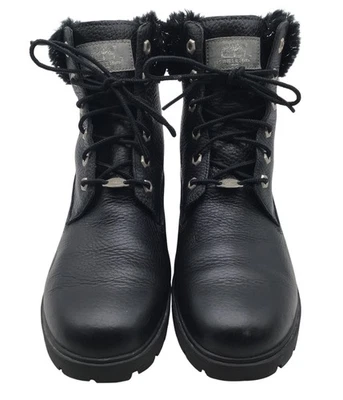 Timberland Women's Black Leather Winter Boots With Faux Fur Trim Size 9M - Image 1 of 4