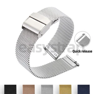 New 10-24mm Quick Release Milanese Bracelet Stainless Steel Watch Band Strap - Picture 1 of 13