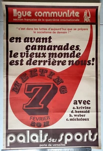 affiche politique originale Ligue communiste 4é inter Meeting Palais des sports - Picture 1 of 1