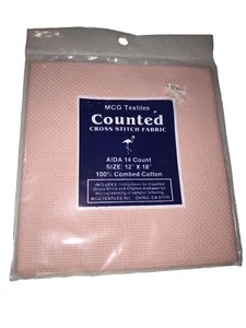 MCG Textiles Counted Cross Stitch Fabric AIDA 14 Count 12”x18" Pink NIP - Picture 1 of 4
